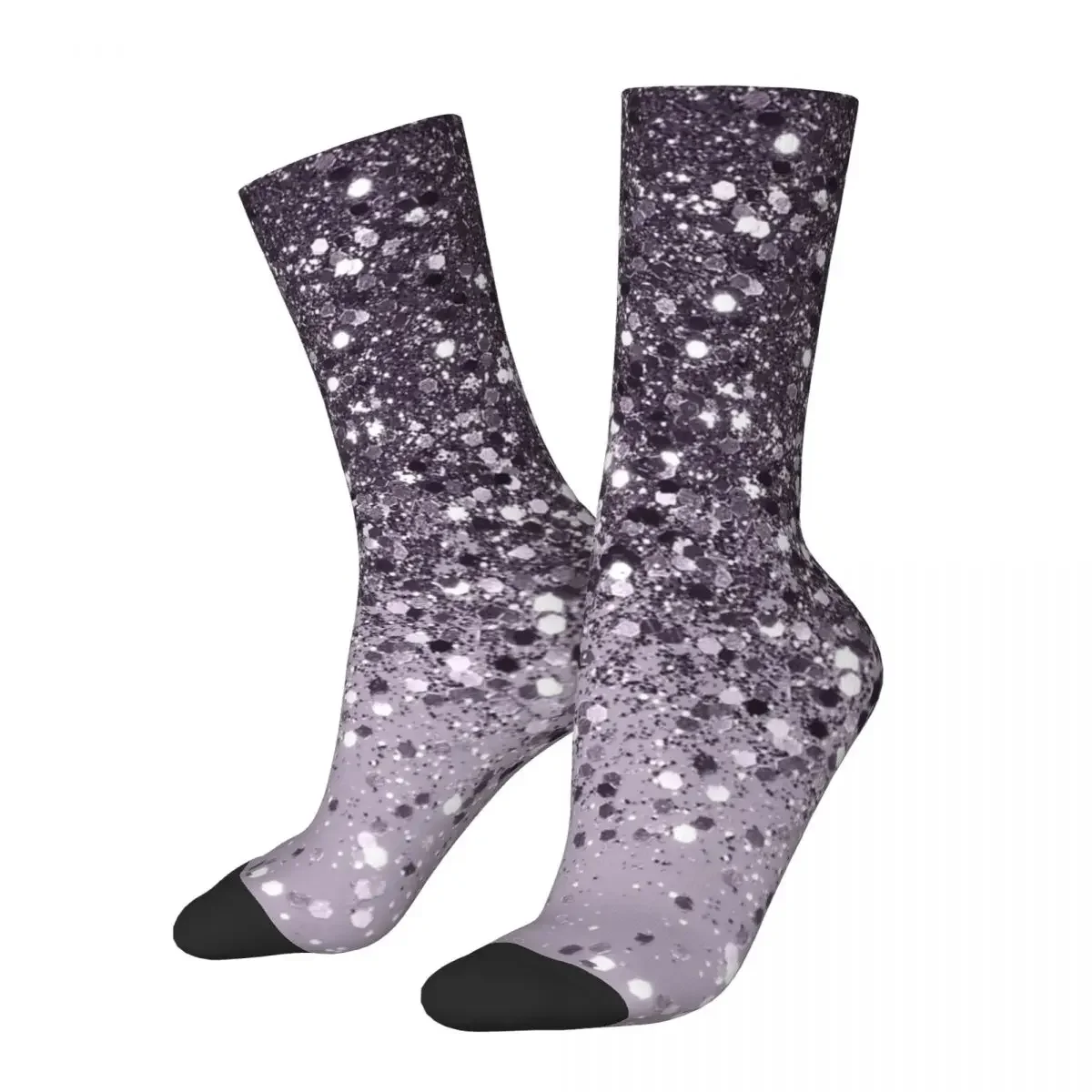 

Sparkling Lavender Lady Glitter Socks Harajuku Super Soft Stockings All Season Long Socks Accessories Unisex Birthday Present