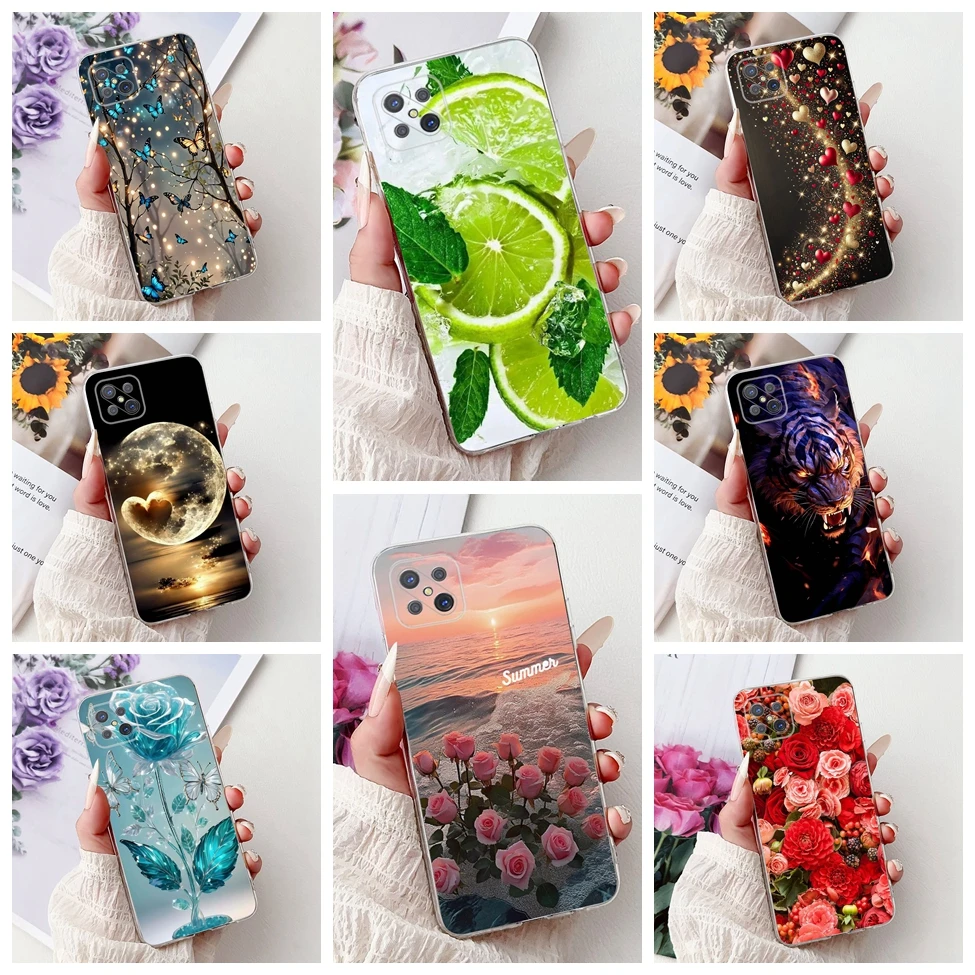 

Прозрачный чехол для Oppo Reno 4Z 5G CPH2065 Cute Cat Fashion Flowers Painted Soft Back Cover для Oppo Reno4 Z 5G, чехол для телефона