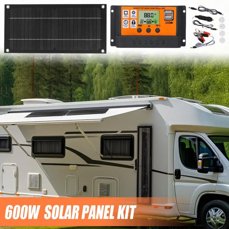 Solar Panel Kit For Car Vehicle Solar Panel Battery Kit Multifunctional 600W 100A 18V RV Solar Panel Kit With Controller