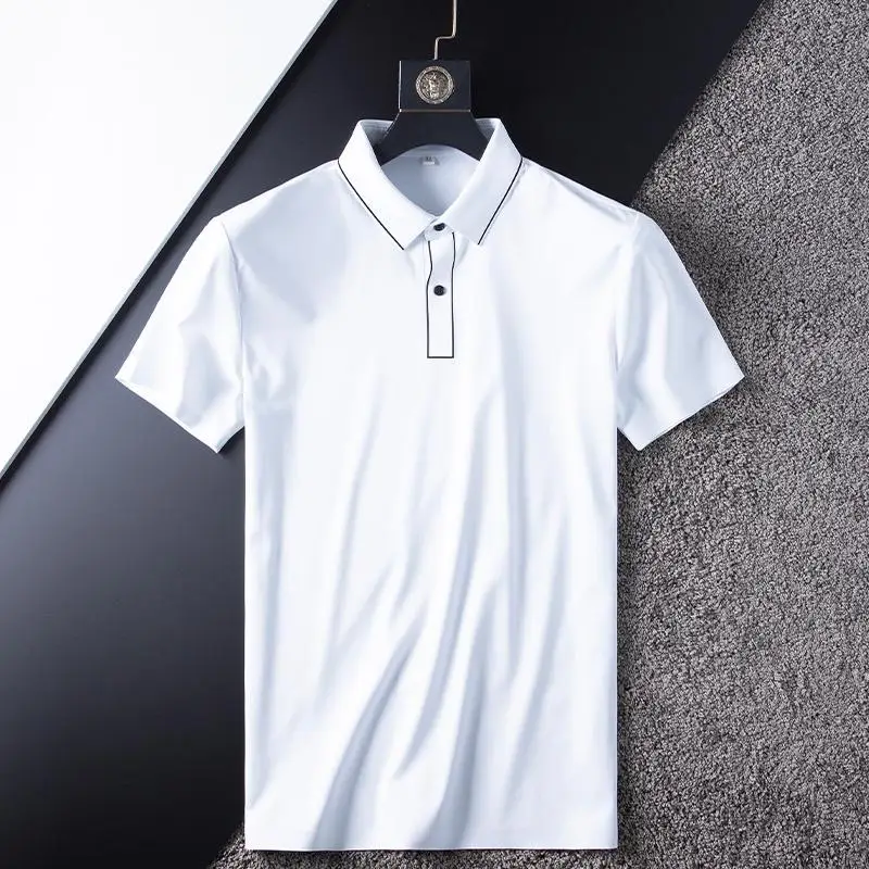 Top Grade Luxurious Men's Short Sleeve Polo Shirt Gentleman Golf Wear Man White Slim Fit Summer Thin Collar T-shirt for Men