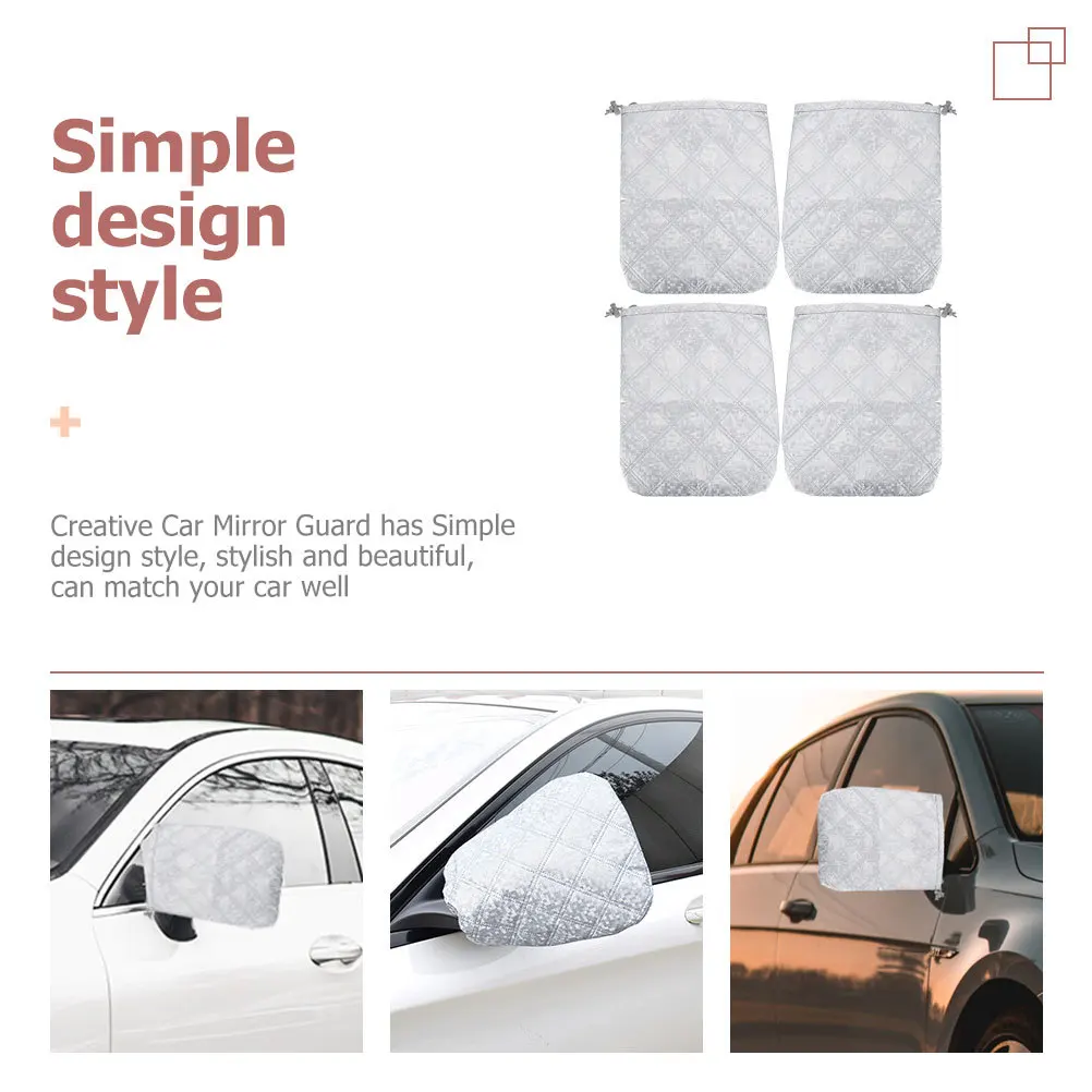 

4Pcs Reflective Snowproof Rearview Mirror Cover Waterproof Car Mirror Protector Sturdy Oxford for Harsh Conditions