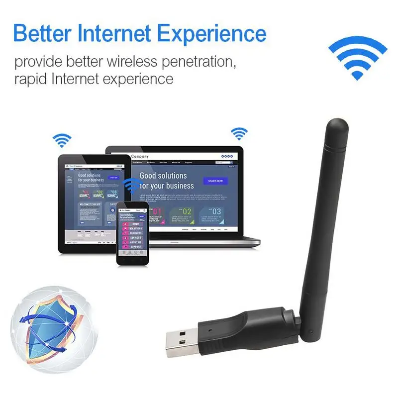 2.4GHz USB 2.0 Adapter 150Mbps WiFi Wireless Network Card with Antenna Chipset Ralink MTK 7601 for Laptop PC Wholesales