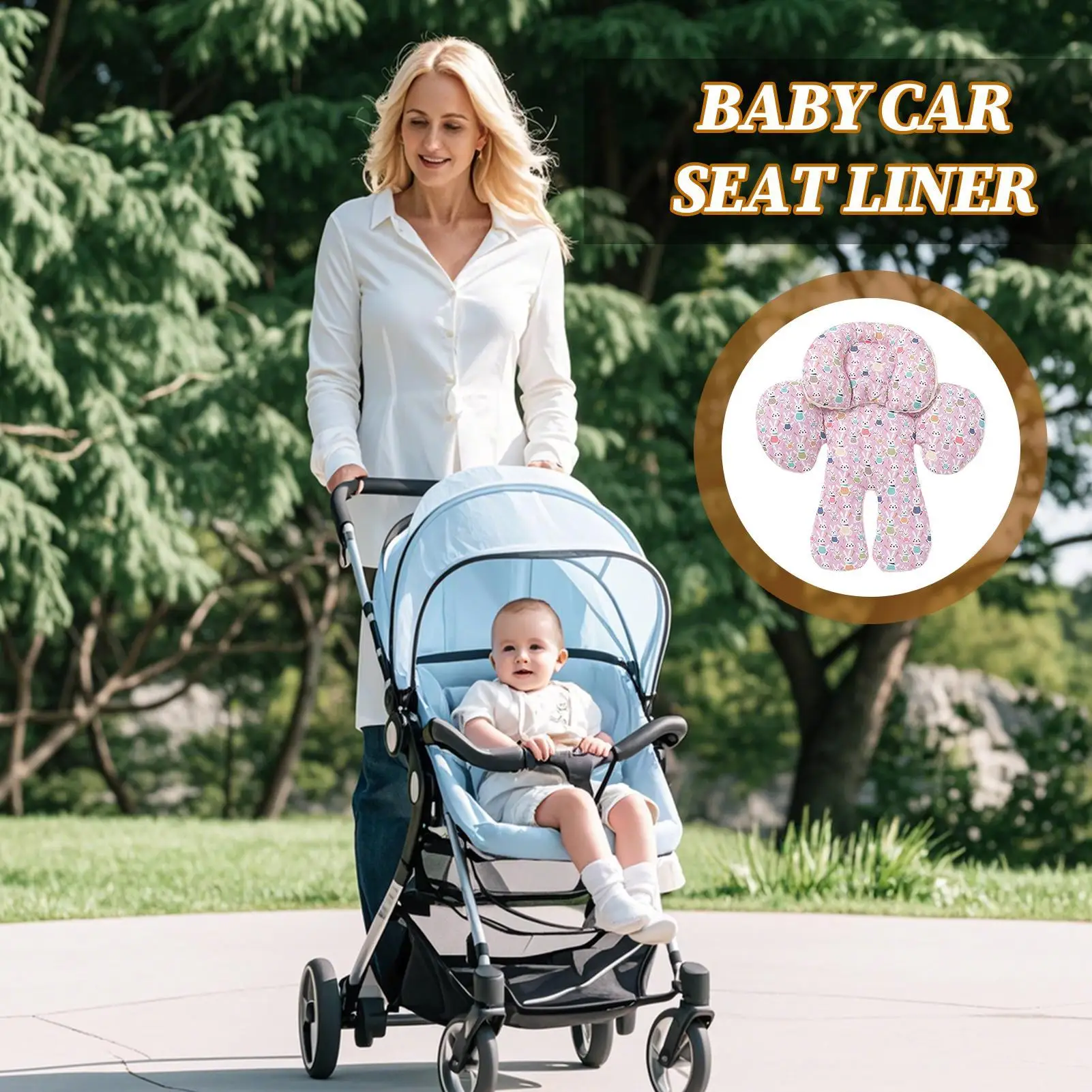 Baby Car Seat Insert Car Seat Soft Pad Adjustable Height Pad Removable Head Support Cover For Toddler Child Boys Girls Potty