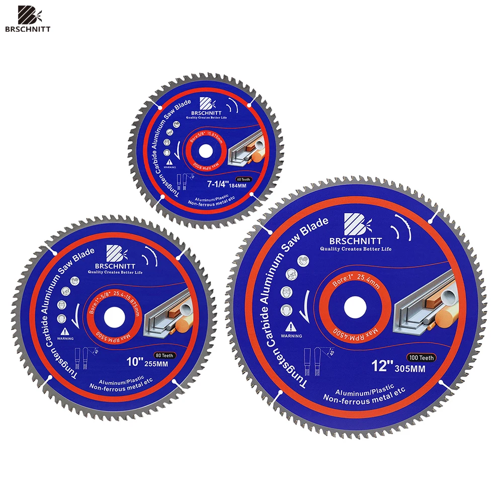 

BRSCHNITT 1pc Carbide Aluminium Cutting Saw Blades Dia 184/255/305mm Carbide Cutting Disc for Aluminium Copper Plastic