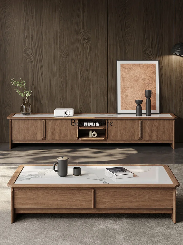 

living room household rock slab solid wood coffee table combination modern simple coffee table