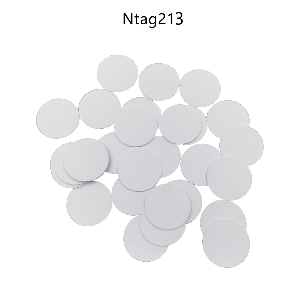 NFC NFC 213 카드 라벨, 초경량 태그, 원형 NFC 213, PVC 코인 카드, NFC NT/ag213, 13.56MHz, IOS14443A, 직경 25mm