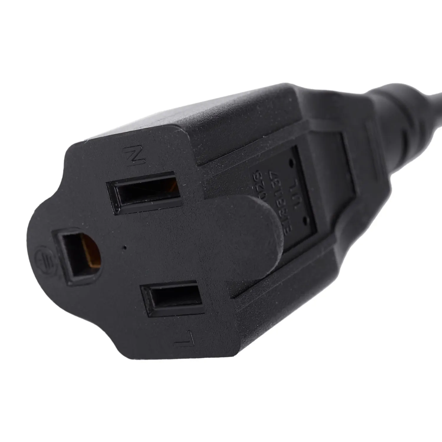 Cabo adaptador de alimentação preto, 1ft, IEC 320, C14, plugue macho para NEMA 5-15R, 3 fêmea, PC