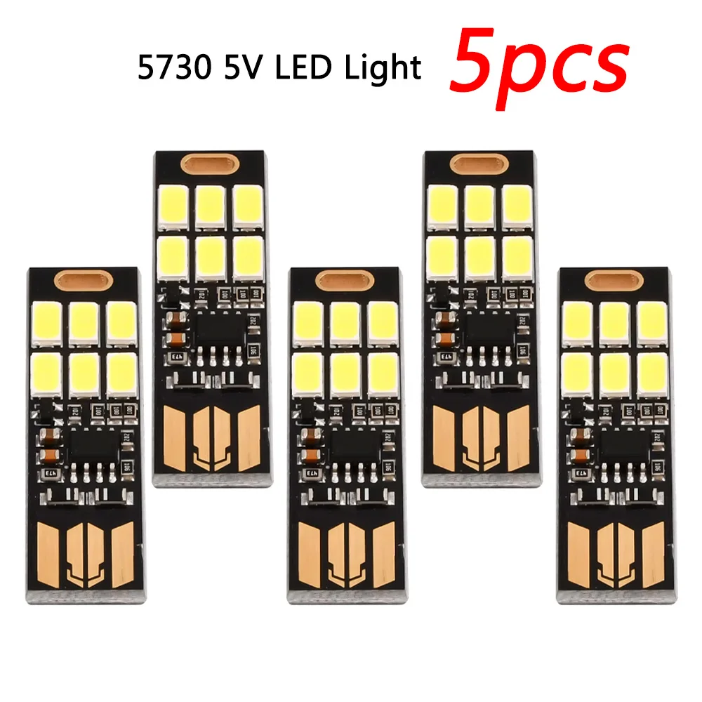 5pcs Portable Mini 5730 USB 6 LED Light 5V Touch Sensor Dimmable Night Light for Power Bank Computer Laptop Book Reading Lamp — product photo 1 of 1