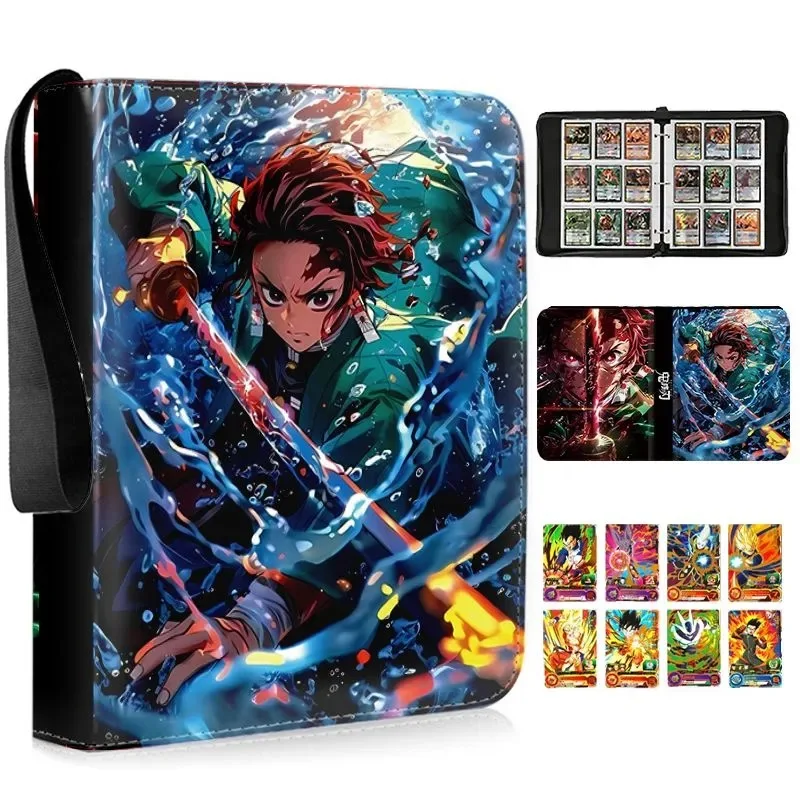 

Альбом для карточек Demon Slayer на 400 штук, 4 слота для карт, коллекционный, на молнии, с двойными карманами, для хранения коллекционных карточек, подарок для детей, игрушка