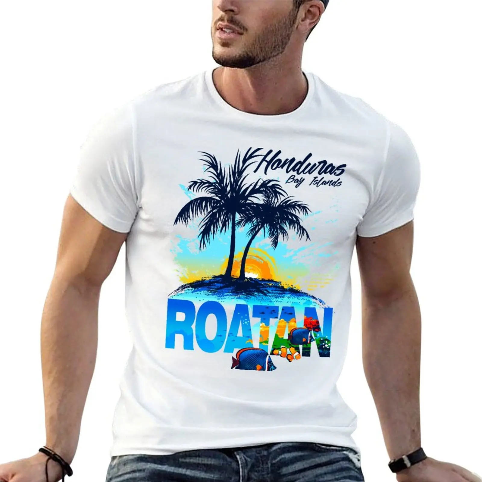 

Honduras Roatan Bay Islands T-Shirt man t shirts for men t shirts for man slim fit T-Shirt
