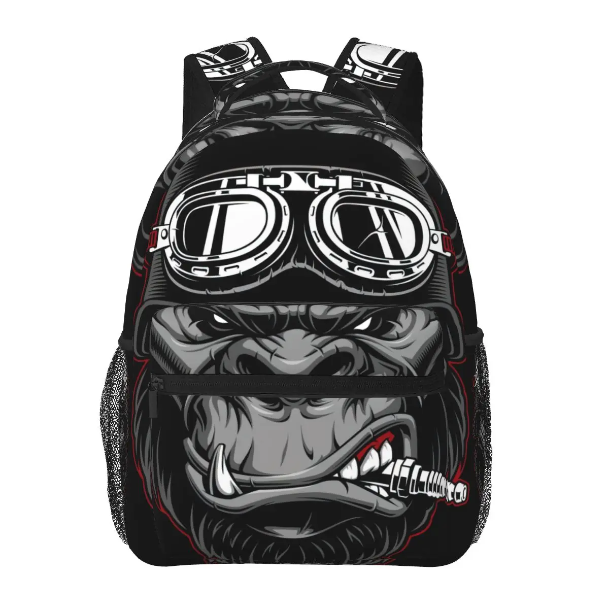 Gorilla-Biker-Maskottchen. Rucksack für Mädchen Jungen reisen Rucksack Rucksäcke für Teenager Schult asche