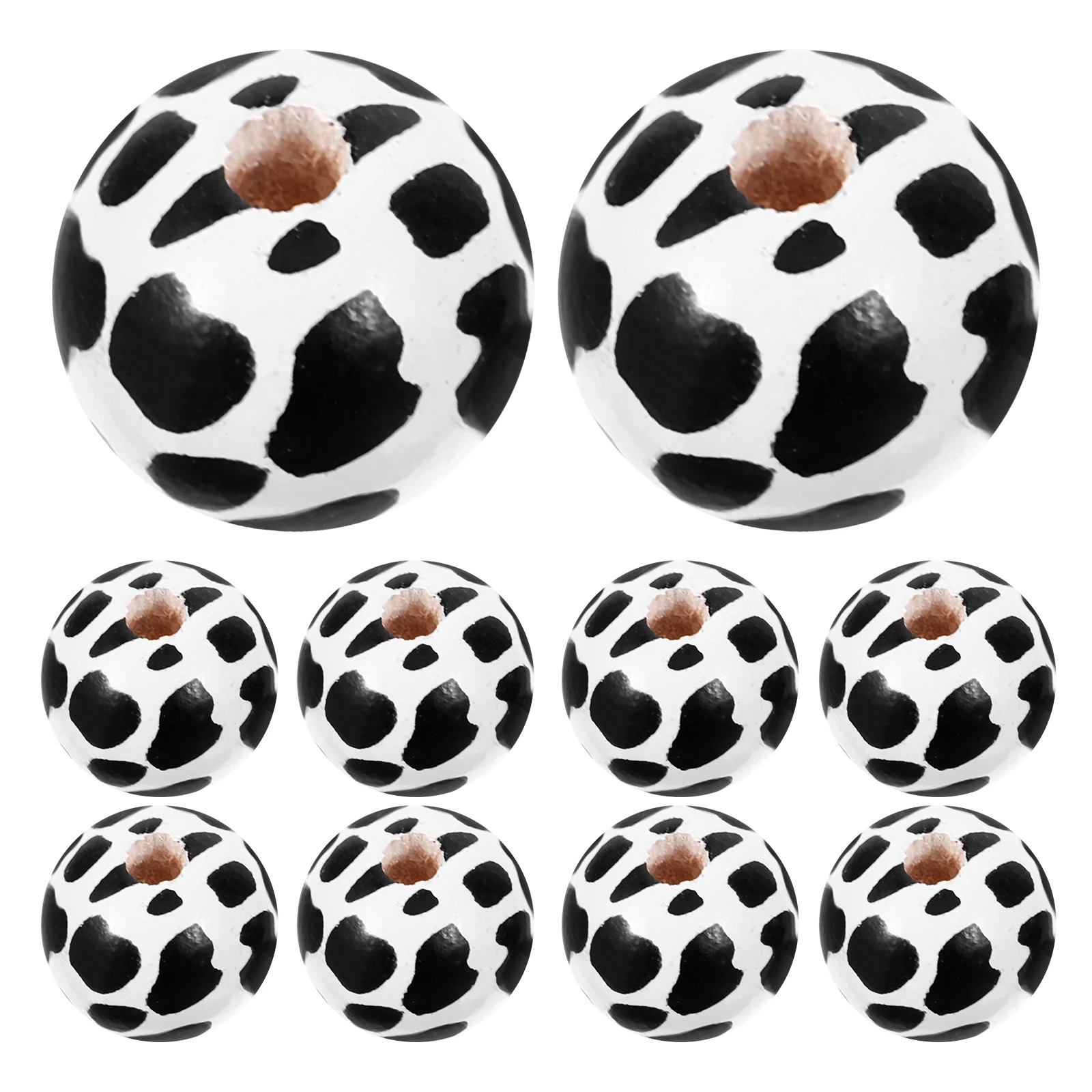 

100pcs Wooden Beads DIY Craft Accessories Black White Cow Print Bead Necklace Bracelet Making Kit Jewelry Supplies