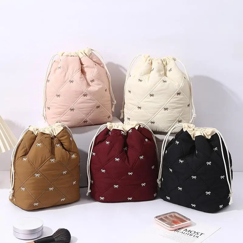 Cosmetic Storage Bag Large Capacity Drawstring Makeup Pouch For Travel Soft Storage Bag Home Table Organizer Travel Essentials