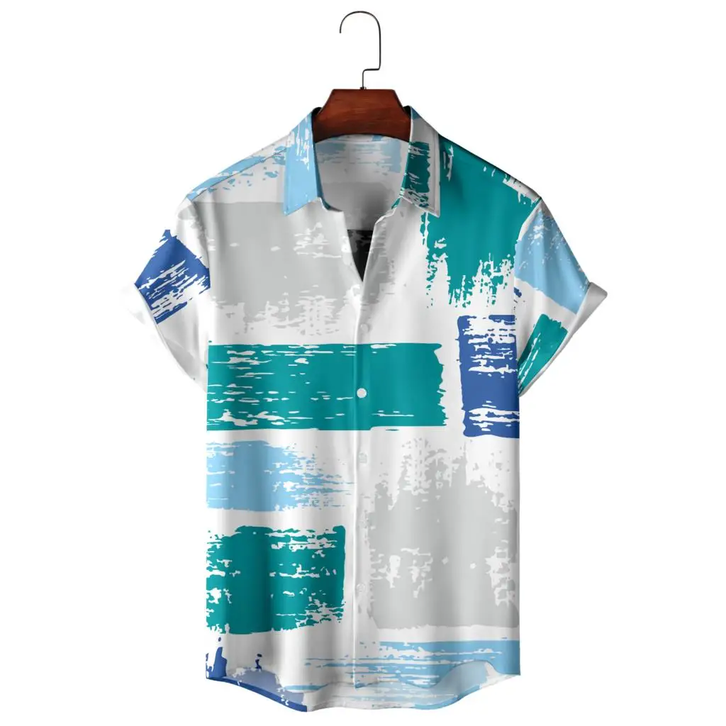 Camisa havaiana de manga curta masculina, padrão de frutas tropicais, top extragrande de abacaxi, moda casual, verão, 2023