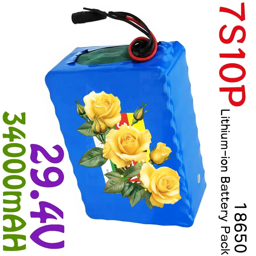 

29.4V battery For E-boat scooter wheelchair 24V 34Ah 18650 Lithium 7S10P battery pack with BMS