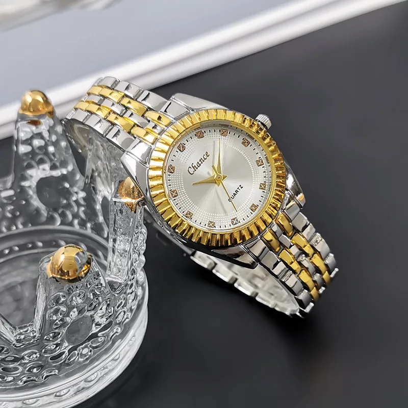 

Fashion Men's Decorative Sun Pattern Quartz Steel Belt Couple Watch Women's Watch