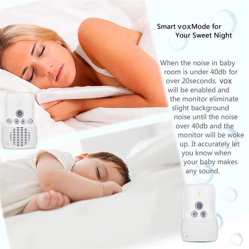 【ADD TO CART 】EU Plug 2.4Ghz Wireless Baby Monitor Small Audio Two-Way Audio Function Intercom Rechargeable Battery
