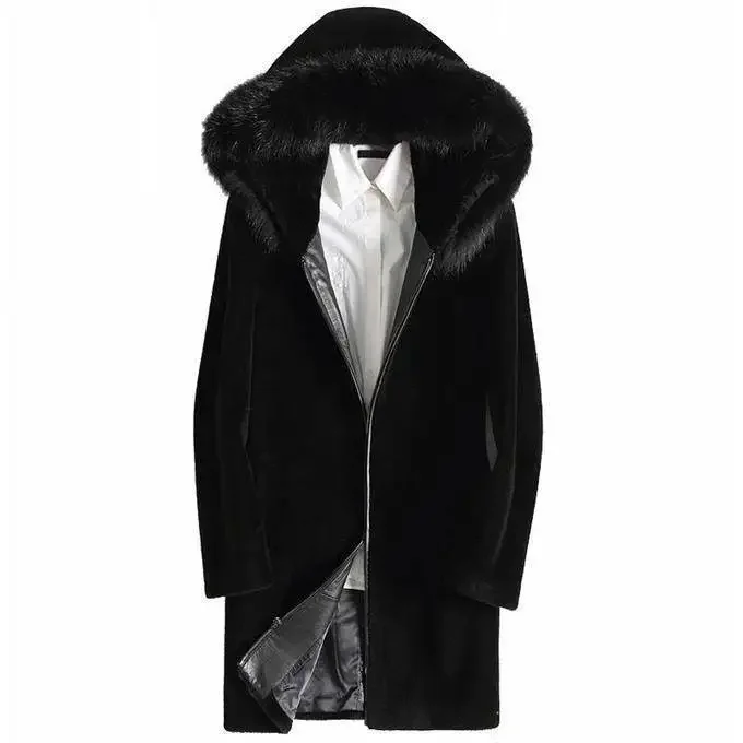 Wholesale Luxury Men Long Sleeve Mid-length Imitation Leather Mink Winter Mens Faux Fur Coat