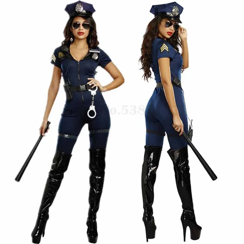 

Women Sexy Jumpsuit Cop Bodysuit Female Police Officer Uniform Cosplay Costume Adult Carnival Halloween Party Clothing