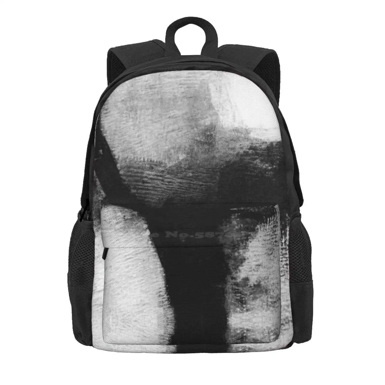 Contemporary Black And White Abstract Painting - Delve 1 Hot Sale Schoolbag Backpack Fashion Bags Black And White Abstract