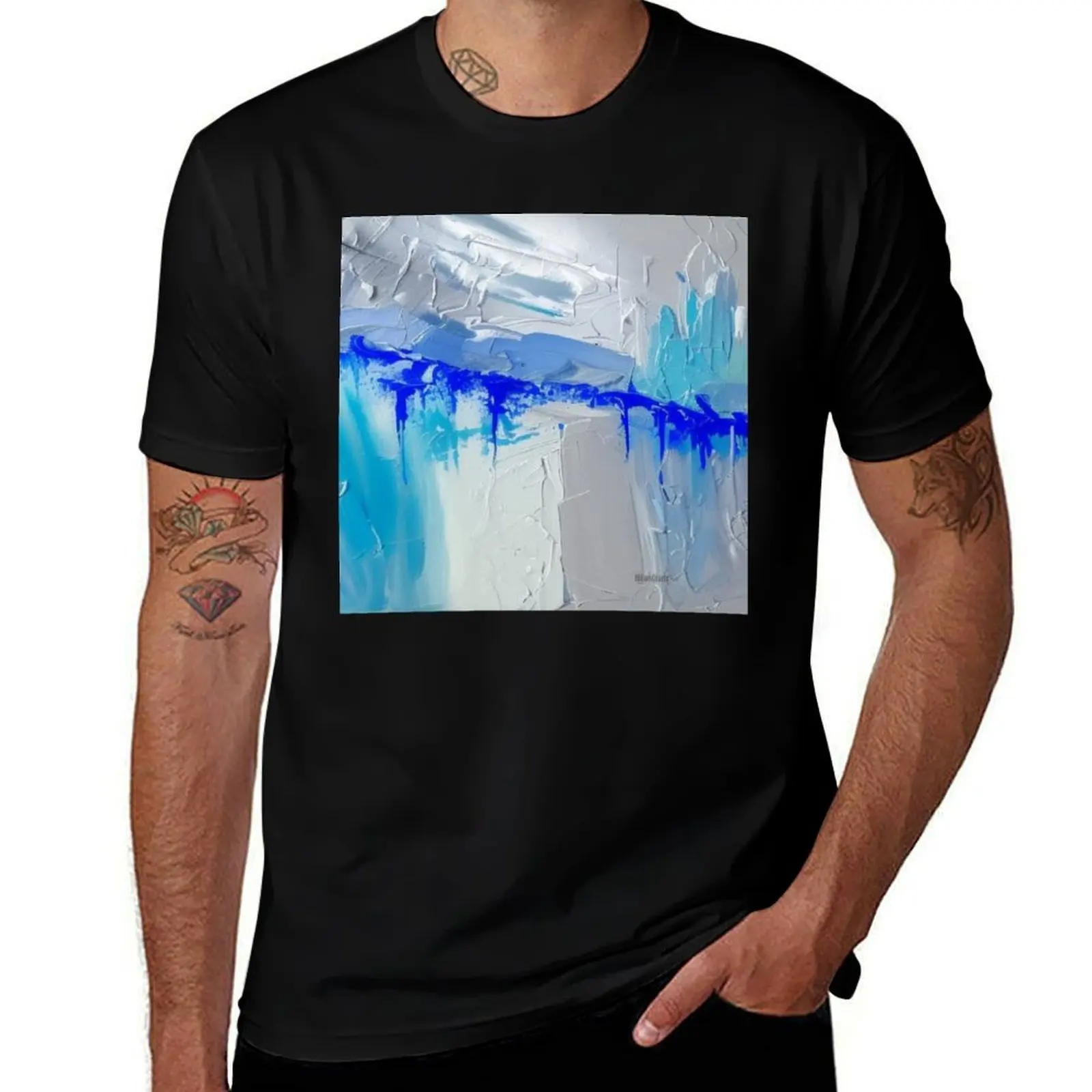 

Abstract Composition in Silver and Blues T-Shirt summer top funny costumes quick drying sublime anime shirts men