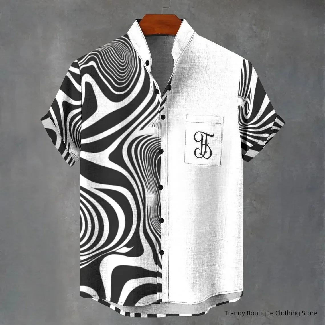 Men's linen short sleeved shirt, a simple, clean, casual, comfortable, and fashionable button top, new collection for summer 202
