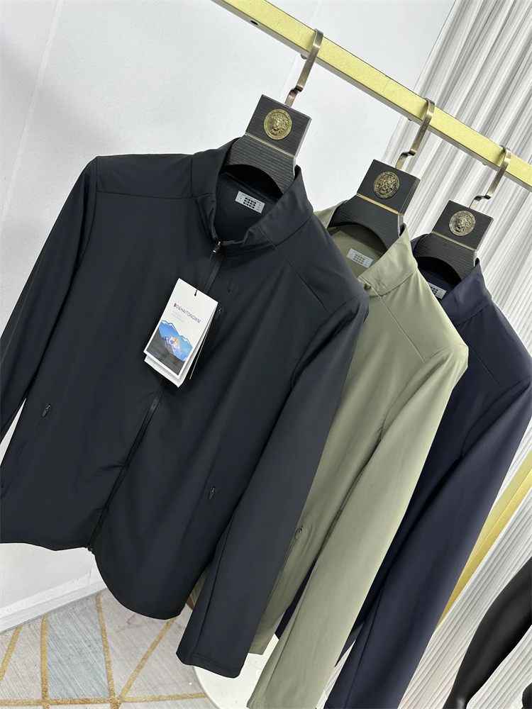 

Легкая дышащая мужская куртка-ветровка с воротником-стойкой для активного отдыха, быстросохнущая, эластичная, для весны и осени