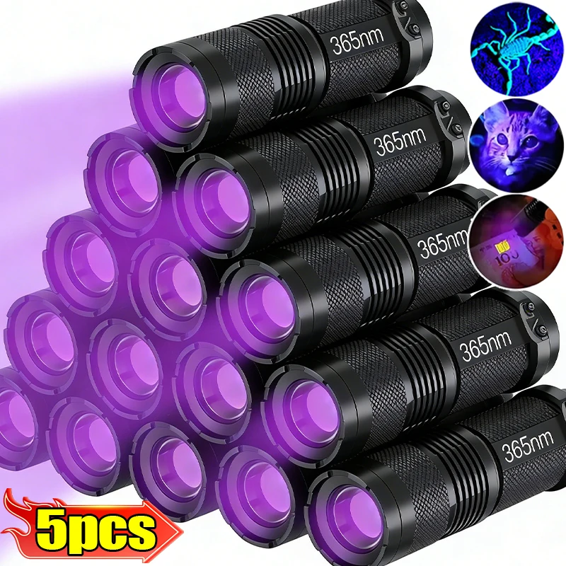 

395/365nm Mini Zoomable Ultraviolet Torch LED UV Flashlight Ultra Violet Lights Inspection Lamp Pet Urine Stain Detector Light