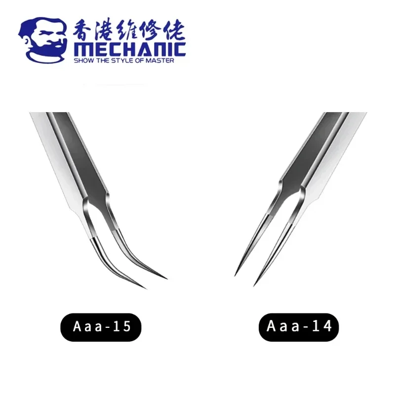 MECHANIC Aaa-14 Aaa-15 Stainless Steel Ultra Fine High Hardness Tenacity Durable Tweezers For SMD PCB BGA Motherboard Repair