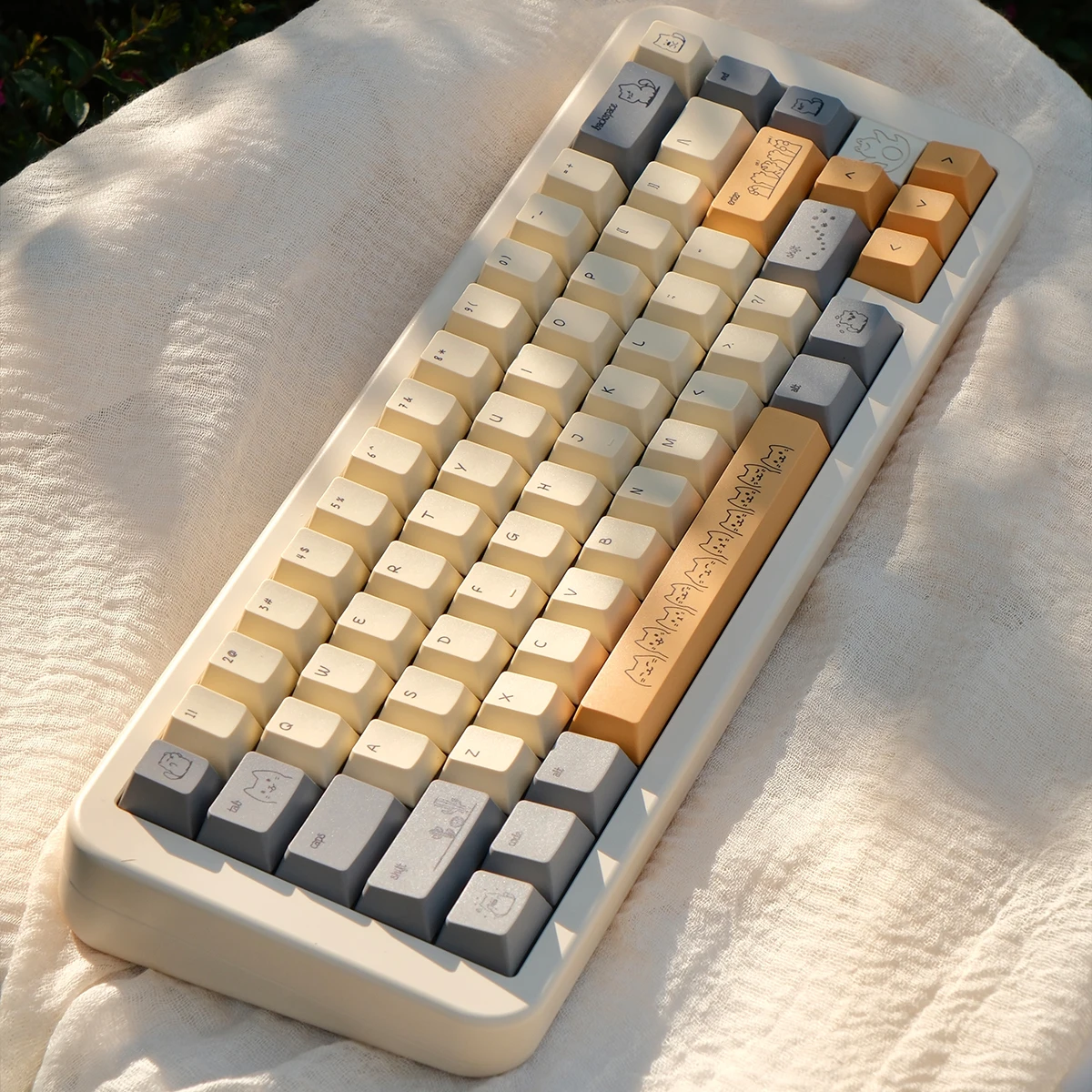 Sand Cat Tastenkappen, PBT-Tastenkappen, Kirschprofil, farbstoffsublimiertes Kätzchen, individuelle Tastaturkappe für MX-Switches, mechanische Tastatur