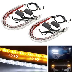 LED Daytime Running Lights Waterproof Flexbile Car DRL Streamer Turn Signal Lamp Auto Headlight Light Strips 12V
