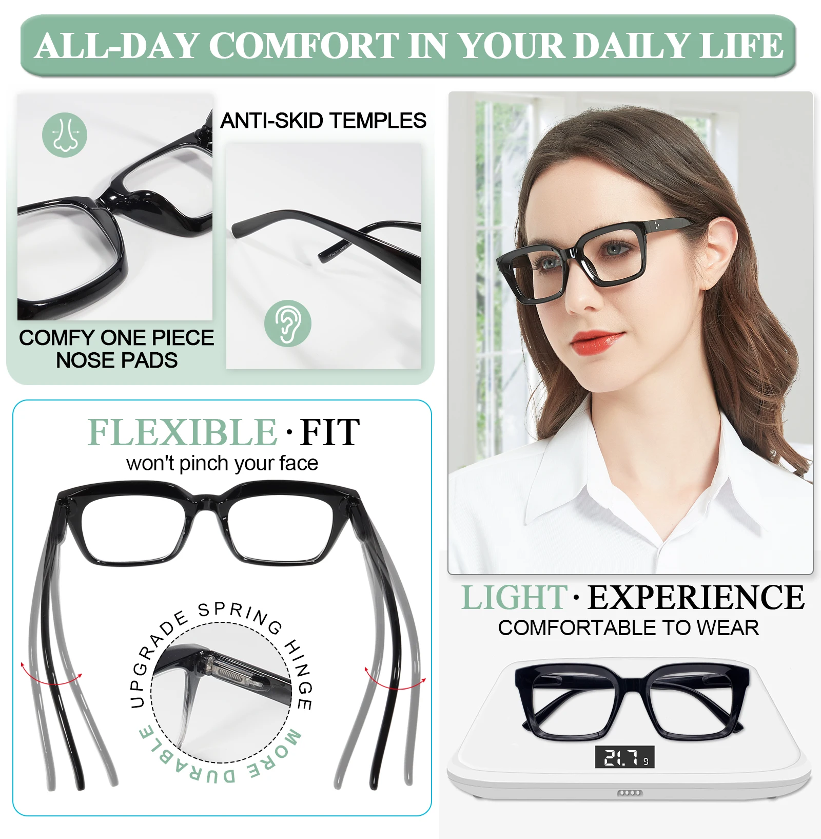 Oversized Reading Glasses Women Blue Light Blocking Glasses Magnifier Decorative Eyewear Fashion Eyeglasses Frames Presbyopic +1