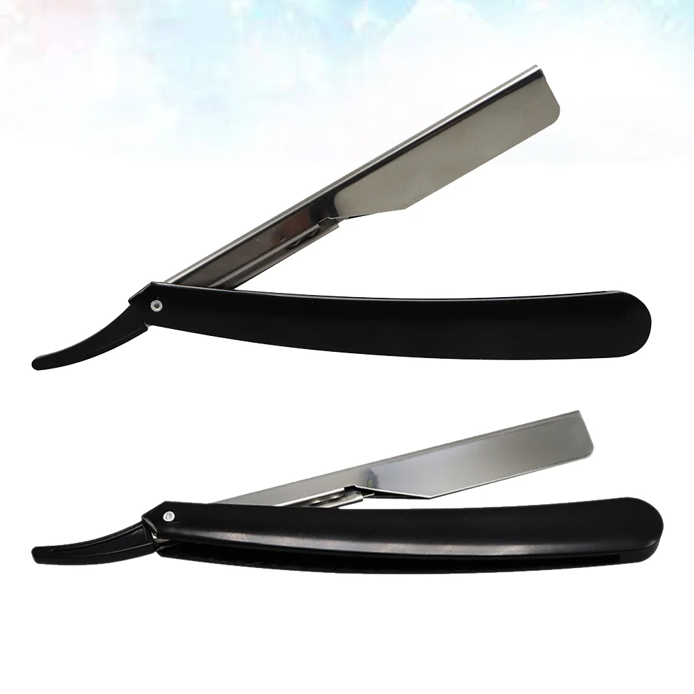 2pcs Straight Shaving Razor Razors Shaving Razor Manual Beard Barber Tool (Black) manual razor manual razor for men