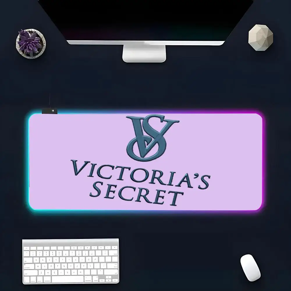 Is The V-Victoria S-Secret Mouse Pad RGB Glow Personality Picture Custom PC Table Mat Carpet Mat Game Player Dedicated LED