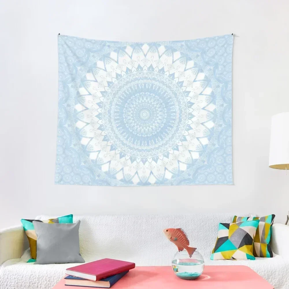 

Baby Blue Boho Mandala Tapestry Aesthetic Room Decor Wallpaper Bathroom Decor Tapestry