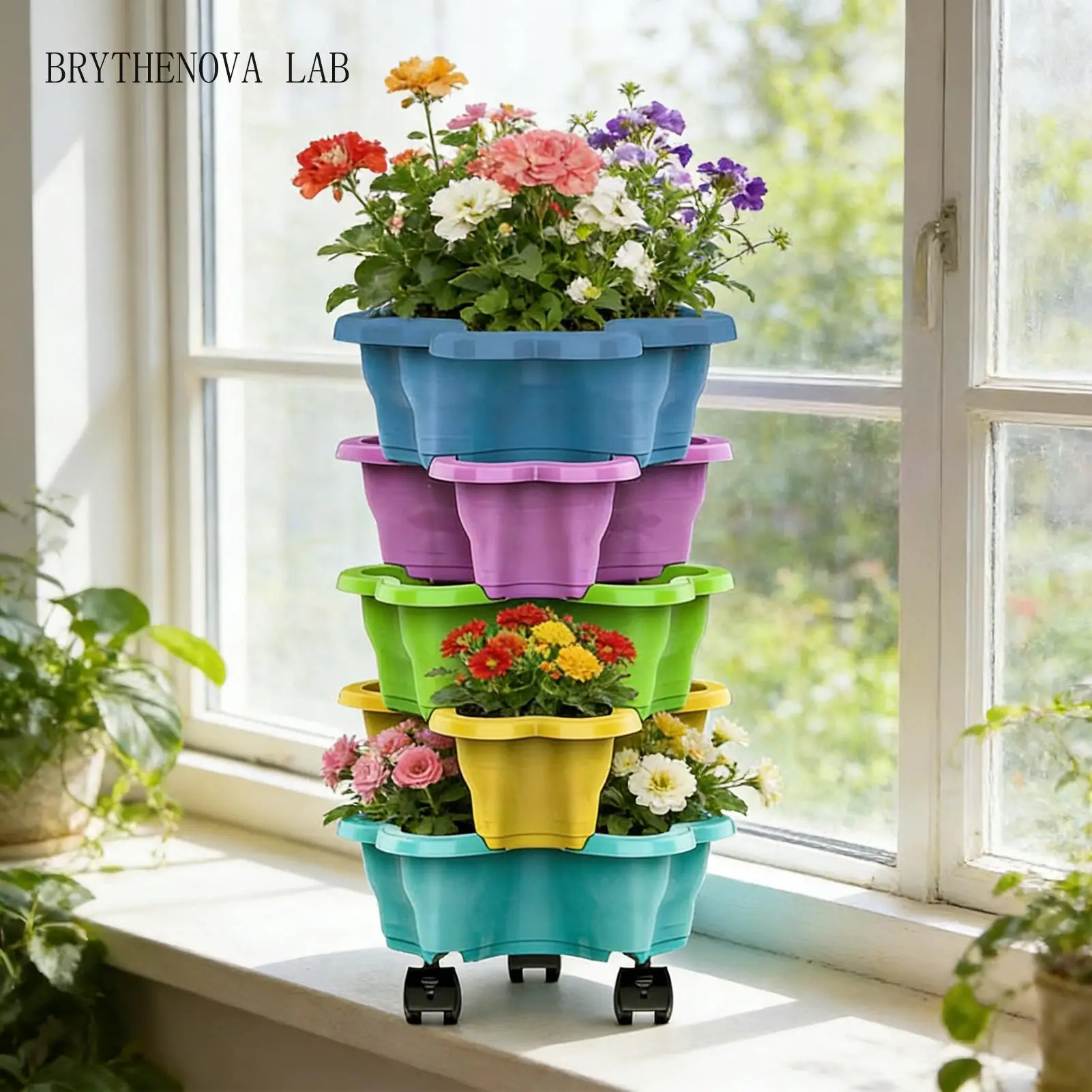 Stackable Planter Weatherproof Multi-Tier Stackable Drainage Indoor Outdoor Vegetable Pots for Yard Garden Farm Patio Balcony