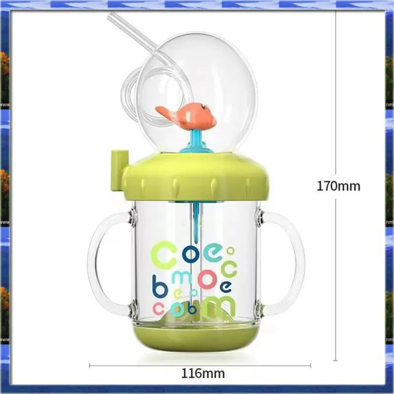 AS59 -Tumbler para fonte de baleia 220ml - removível, tampa de palha, design à prova de poeira, armazenável - verde grama