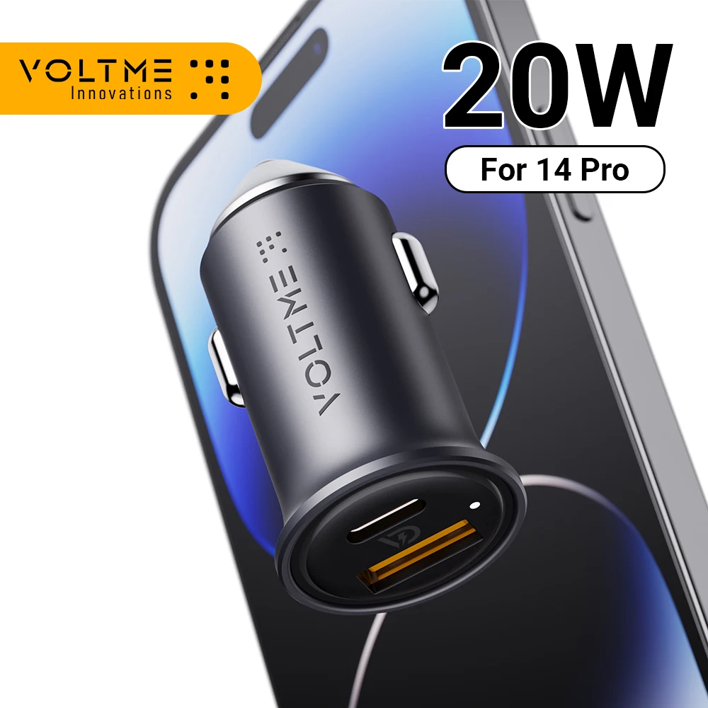 VOLTME-Cazo 20w USB C Fast Car Charger Adapter for iPhone 15, 14, 13 Pro Max, PD 20W, QC18W, Samsung Galaxy S24, S23