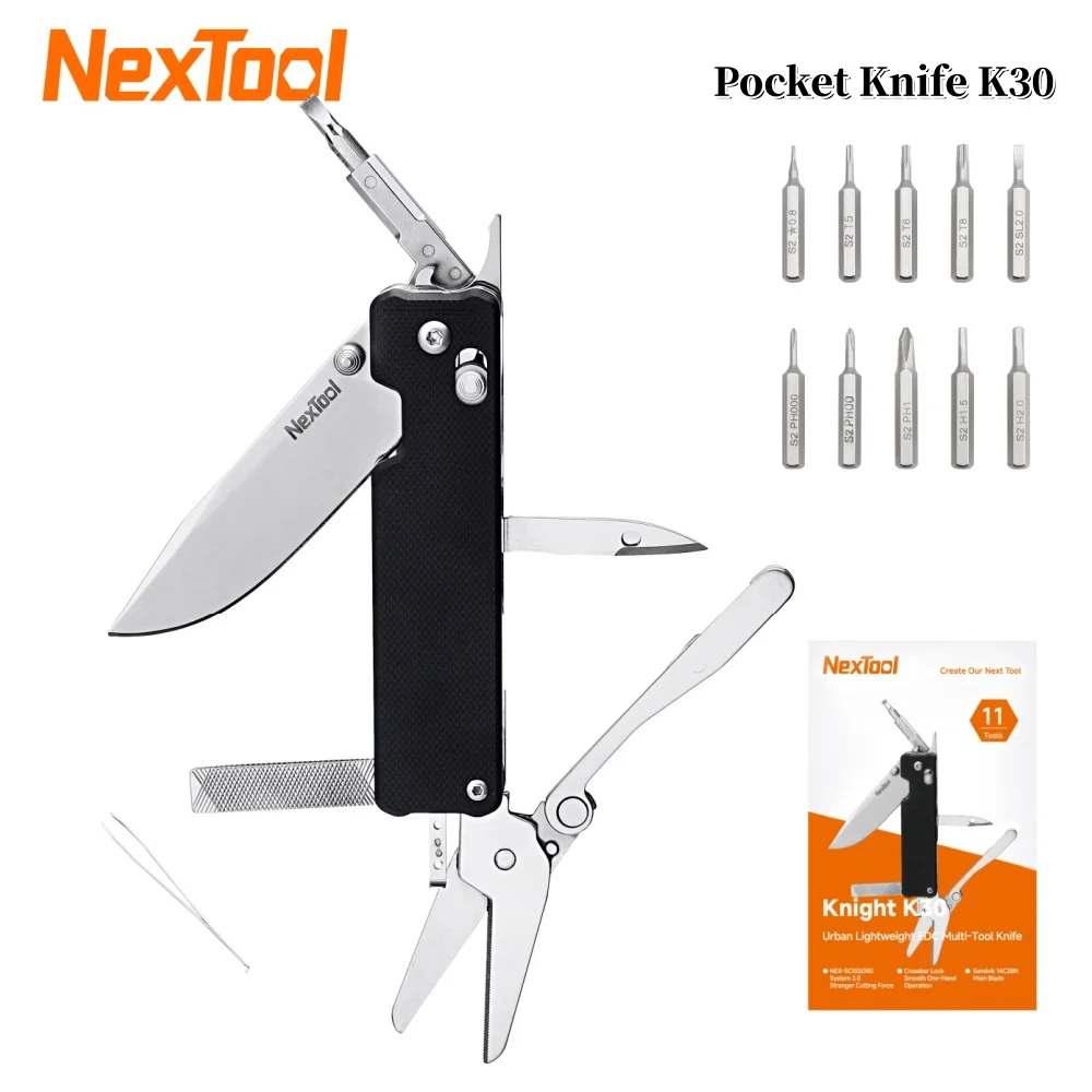 

Nextool 11 в 1, карманный нож K30, многофункциональный нож EDC, уличный складной нож, мини-портативные складные ножницы, напильник, ручные инструменты