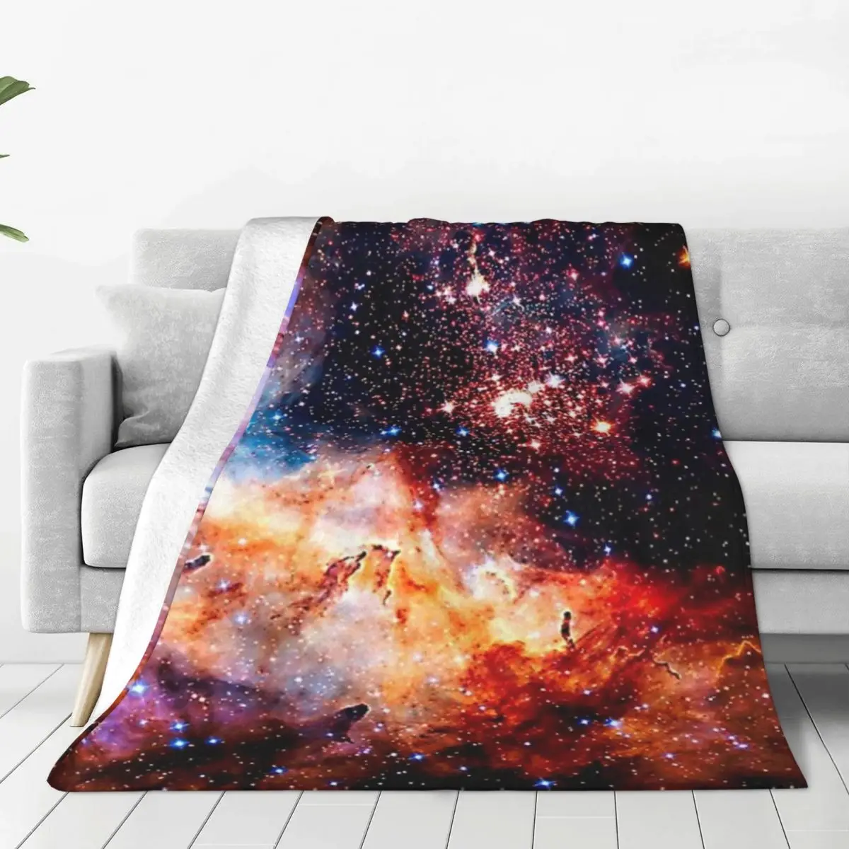 Fluffy Baby Blanket Cosmic Connection, Galaxy, Space, Nebula, Stars, Planet, Universe, Sofa Camp Nap Bedspread Cozy Flannel