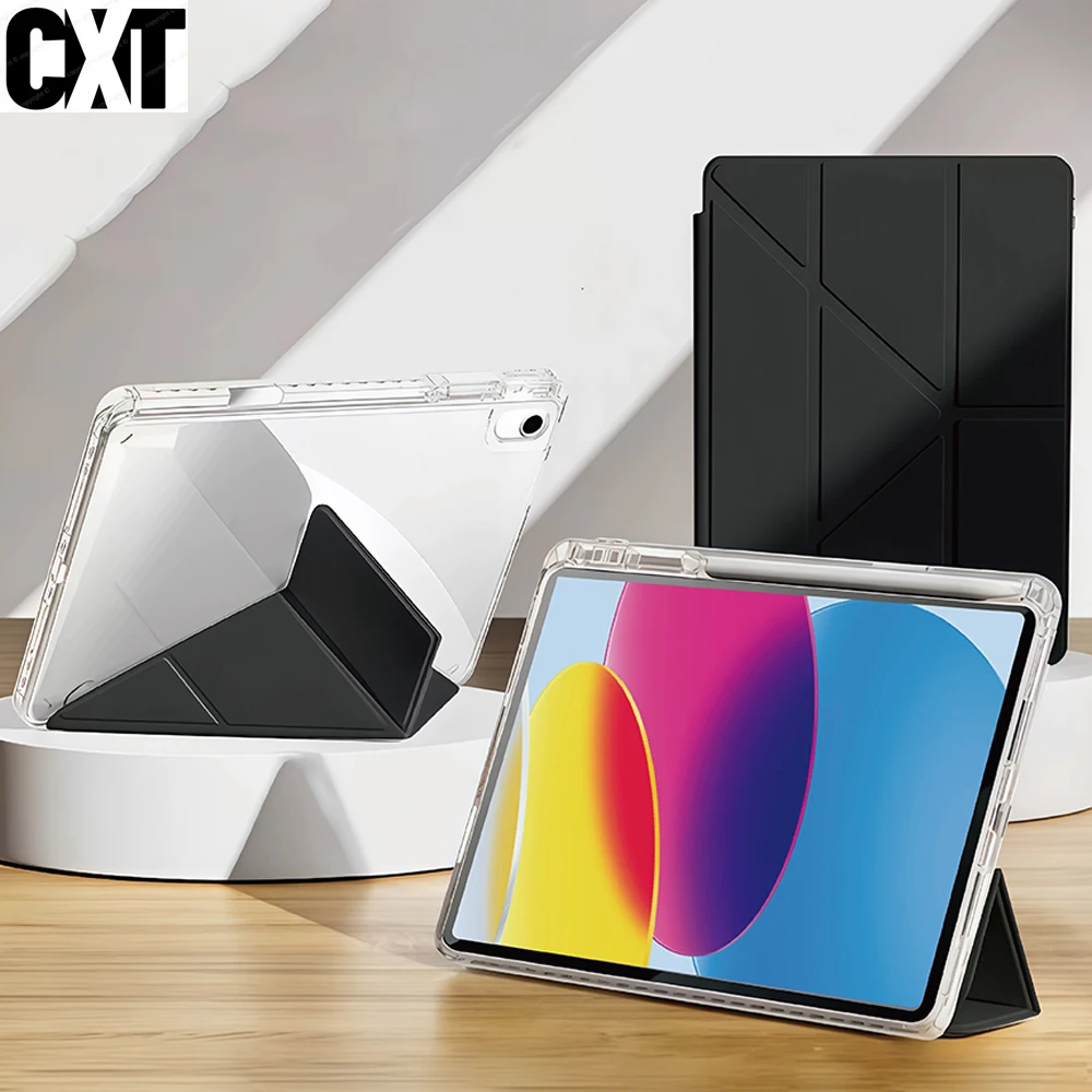 

Чехол для iPad (A16) 11-го поколения 2025, Y-образный чехол-подставка, тонкий стильный прозрачный чехол для iPad с держателем для карандашей, Mutil Angles