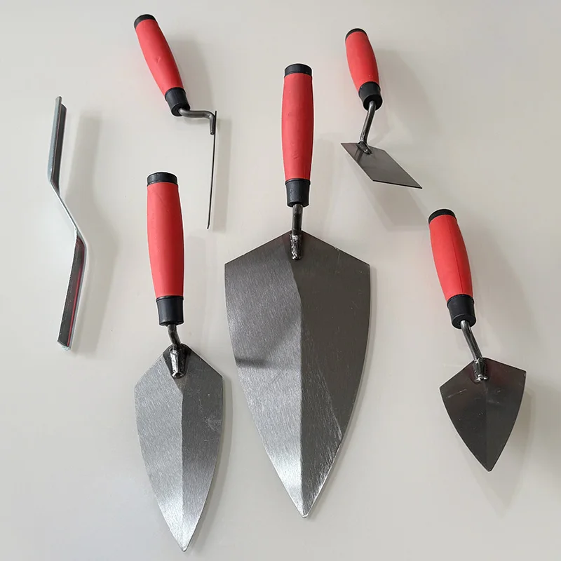 6Pcs Masonry Trowel Set Carbon Steel Bricklaying Plastering Hand Tools Non‑Slip Soft Grip for Construction Work