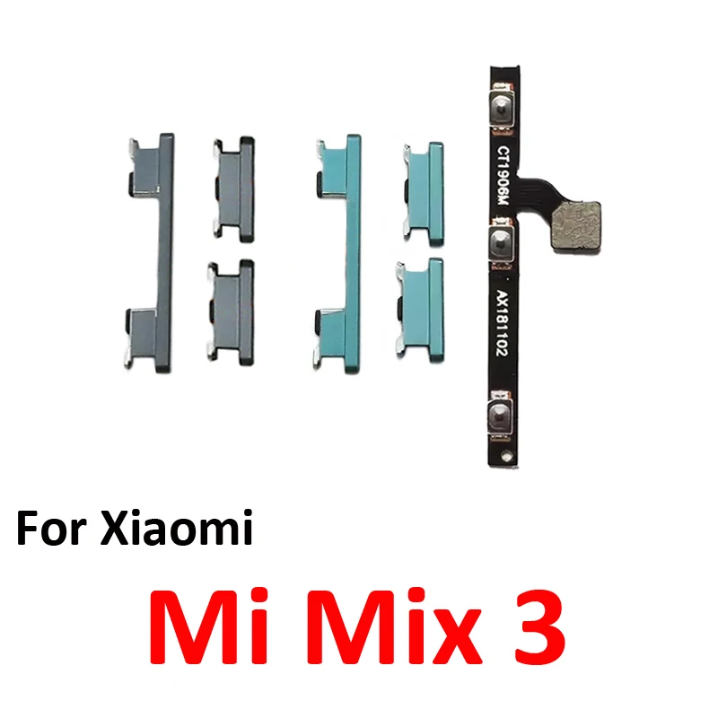 For Xiaomi MI Mix 3 Phone New Power Volume Button On Off Up Down External Key Internal Flex Cable Repair Parts Grey Green
