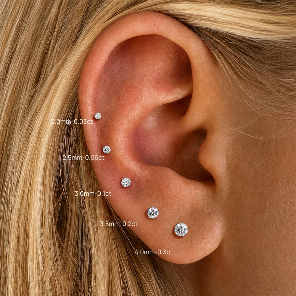 CANNER 1 Stück D-farbener birnenförmiger Moissanit-Ohrstecker mit flacher Rückseite für Damen, 925er Sterlingsilber, funkelnder Ohrschmuck – Detail 14
