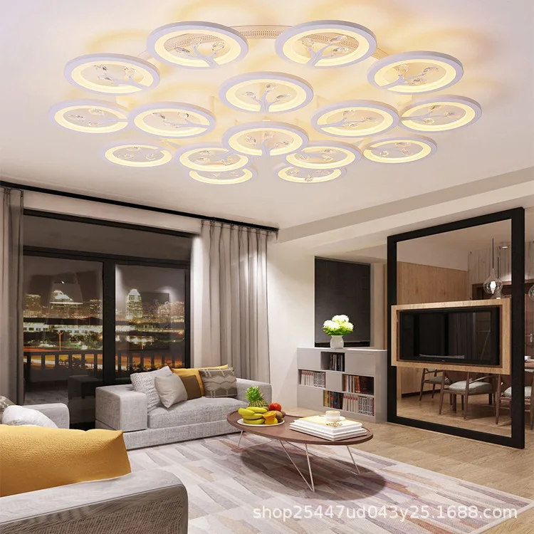 Crystal living room light elegant simple modern home bedroom lighting set LED ceiling light study light