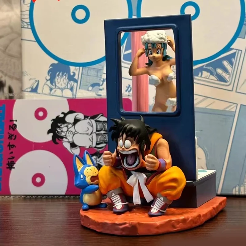 Dragon Ball Gk Yamucha Peeks At Bulma Taking A Bath Funny Creative Scene Hand Model Desktop Ornament Boy Collection Gift