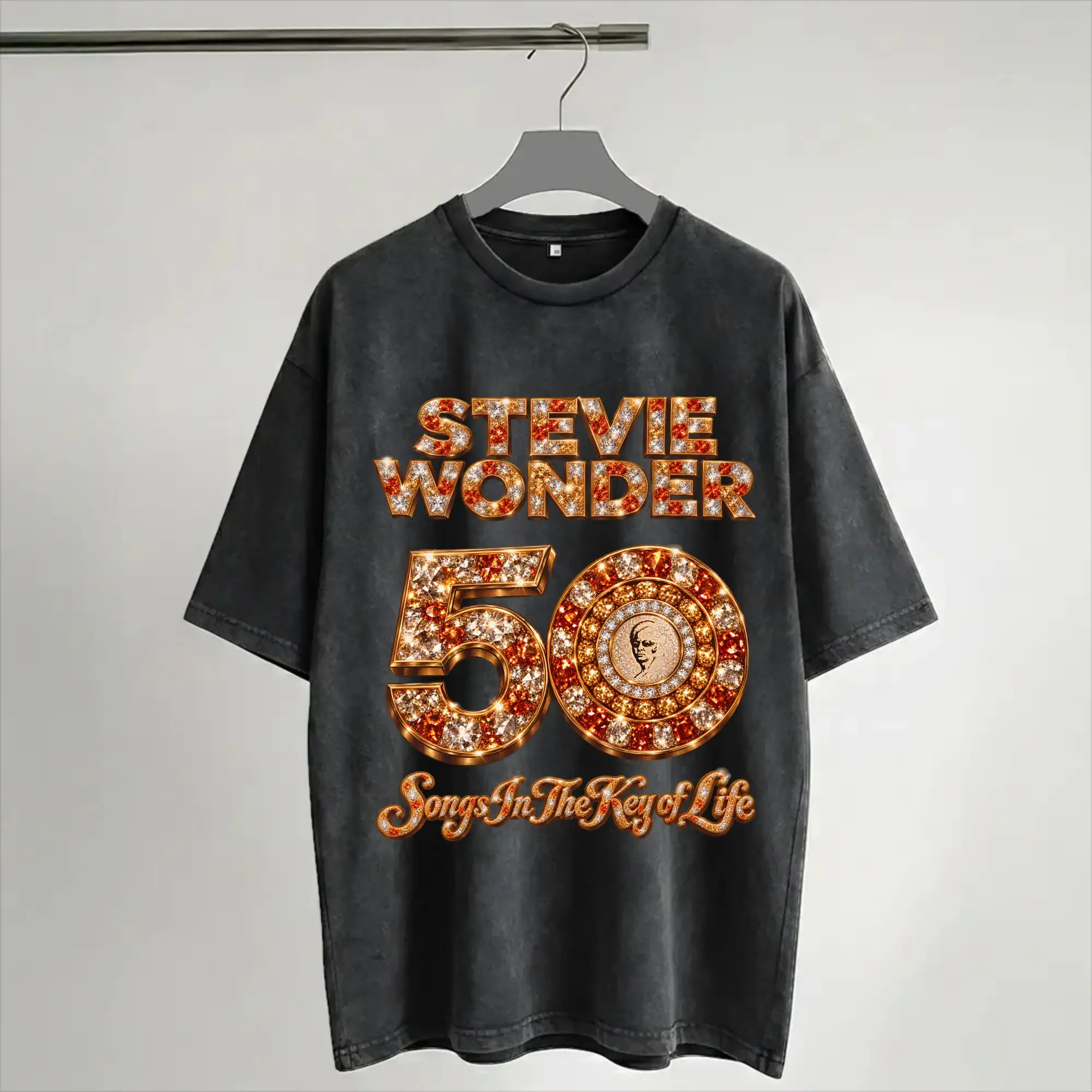 Harajuku Washed Shirts Stevie Wonder Songs in The Key of Life 50th Anniversary Tour  Merch Fashion T-Shirts Harajuku  Streetwear