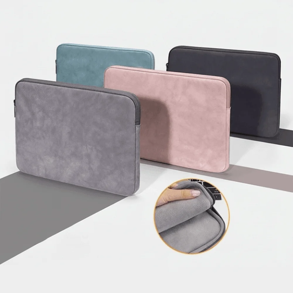 

Портативная однотонная сумка для ноутбука из искусственной кожи на молнии, сумка для ноутбука, износостойкий 11-дюймовый чехол для ноутбука, защита компьютера
