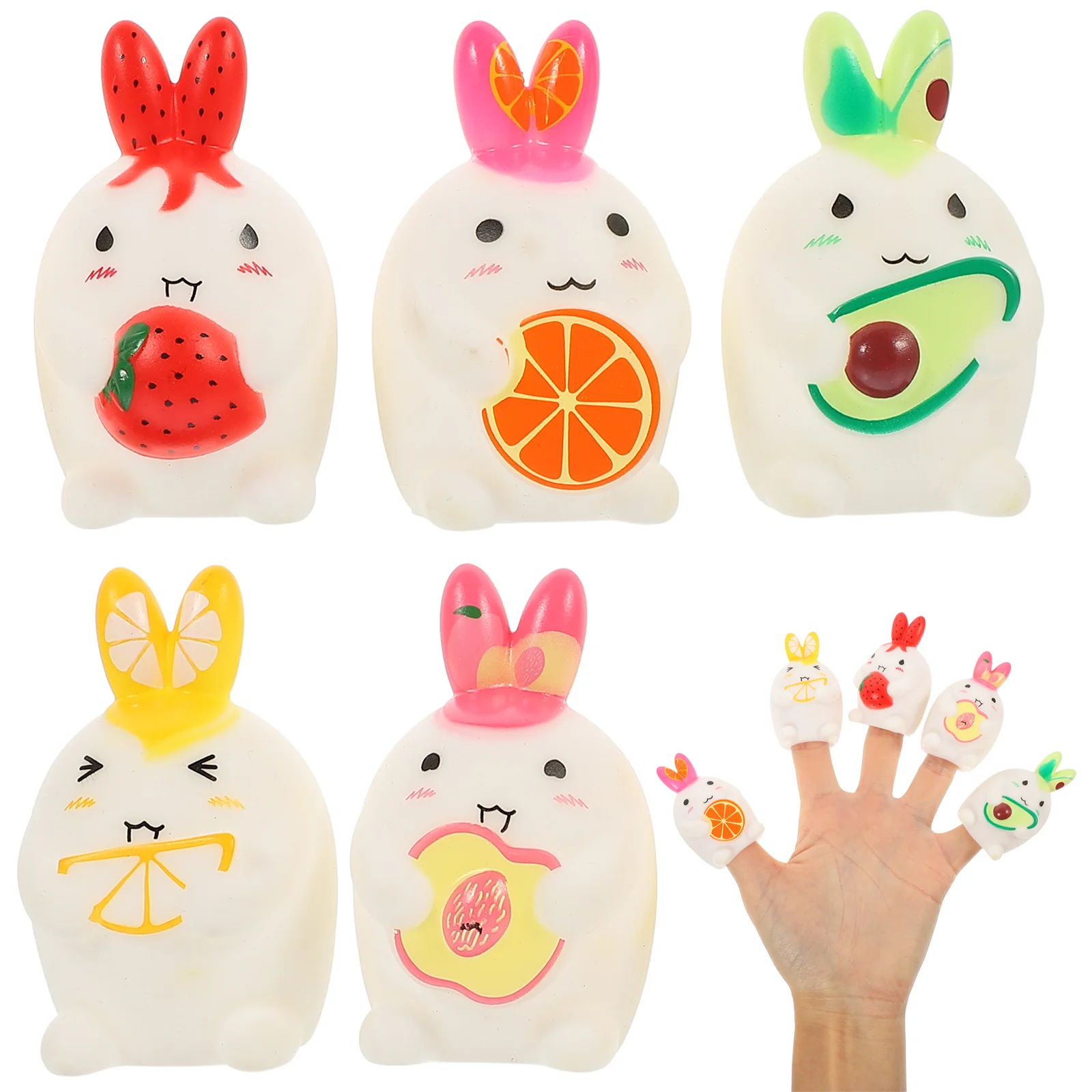 5 Pcs Soft Rabbit Finger Puppet giocattoli genitore-figlio gioco di gomma burattini a mano per bambini