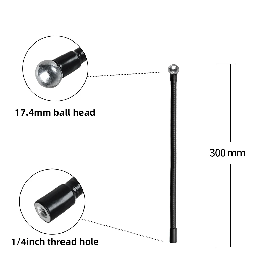 Flexible Metallrohrstange Einbeinstativ Selfie Stick Ständer mit 1/4 Zoll Schraube/Kugelkopf-Verlängerungsarm für Kamerastativ-Handy – Detail 19